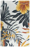 8' X 10' Ivory Orange Red And Gray Floral Hand Tufted Area Rug