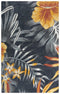 9' X 12' Charcoal Orange Red And Gray Floral Hand Tufted Area Rug