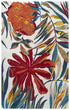 9' X 12' Ivory Red Orange Yellow And Green Floral Hand Tufted Area Rug