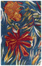 8' X 10' Dark Blue Red Orange Yellow And Green Floral Hand Tufted Area Rug