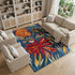 9' X 12' Dark Blue Red Orange Yellow And Green Floral Hand Tufted Area Rug