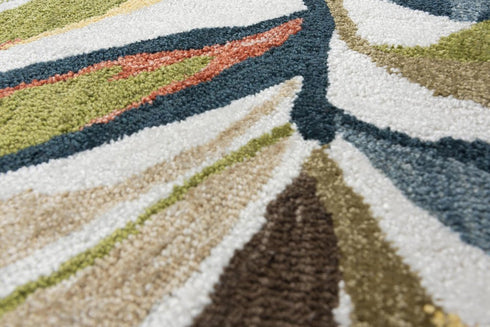 9' X 12' Beige Gray Green Orange Brown And Ivory Floral Hand Tufted Area Rug