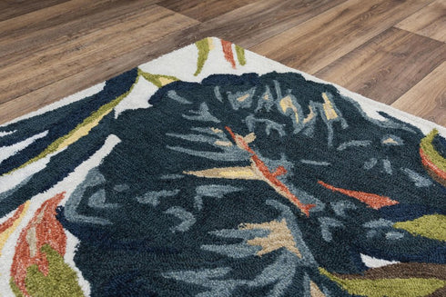 9' X 12' Beige Gray Green Orange Brown And Ivory Floral Hand Tufted Area Rug