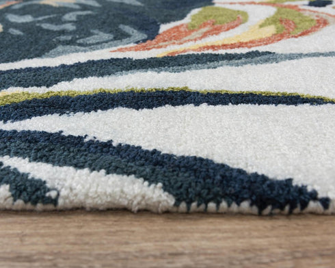 9' X 12' Beige Gray Green Orange Brown And Ivory Floral Hand Tufted Area Rug