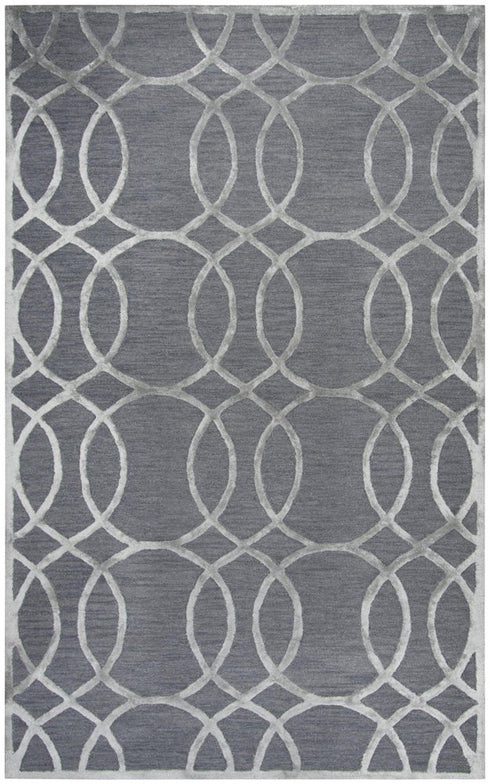 9' X 12' Gray And Silver Wool Geometric Hand Tufted Area Rug