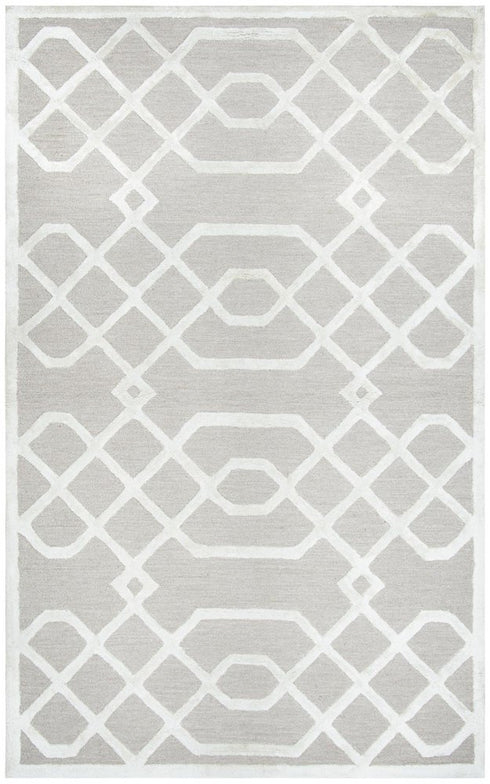 8' X 10' Beige And Ivory Wool Geometric Hand Tufted Area Rug