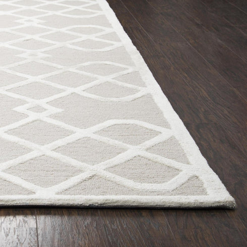 8' X 10' Beige And Ivory Wool Geometric Hand Tufted Area Rug