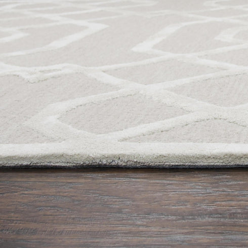 8' X 10' Beige And Ivory Wool Geometric Hand Tufted Area Rug