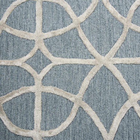 5' X 8' Blue And Gray Wool Geometric Hand Tufted Area Rug