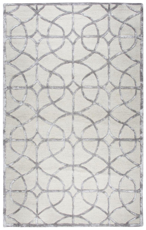 8' X 10' Ivory And Silver Wool Geometric Hand Tufted Area Rug