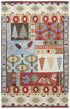 8' X 10' Red Blue Beige And Brown Wool Southwestern Hand Tufted Area Rug