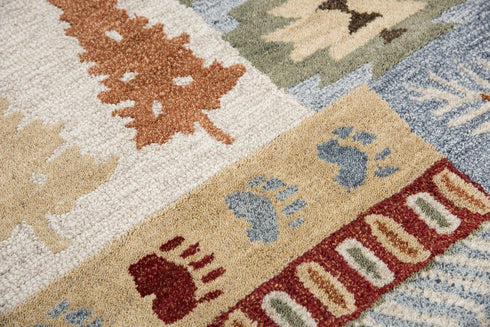 8' X 10' Red Blue Beige And Brown Wool Southwestern Hand Tufted Area Rug