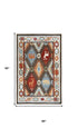5' X 8' Brown Blue Beige And Red Wool Southwestern Hand Tufted Area Rug