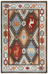 8' X 10' Brown Blue Beige And Red Wool Southwestern Hand Tufted Area Rug