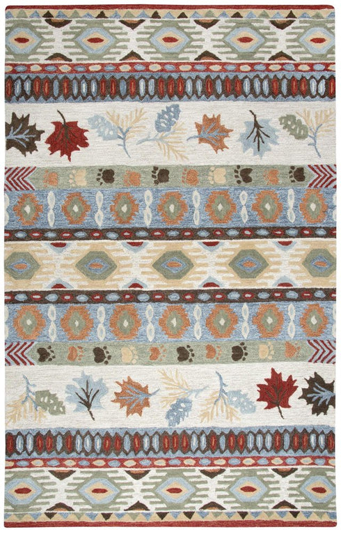 8' X 10' Blue Beige And Brown Wool Southwestern Hand Tufted Area Rug