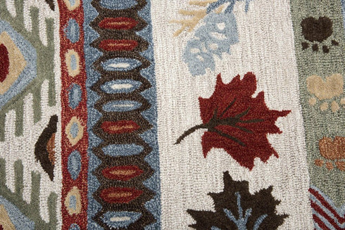 8' X 10' Blue Beige And Brown Wool Southwestern Hand Tufted Area Rug
