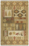 8' X 10' Brown Green Beige And Red Wool Southwestern Hand Tufted Area Rug