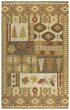 8' X 10' Brown Green Beige And Red Wool Southwestern Hand Tufted Area Rug