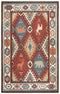 8' X 10' Red Blue Beige And Brown Wool Southwestern Hand Tufted Area Rug