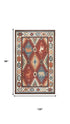8' X 10' Red Blue Beige And Brown Wool Southwestern Hand Tufted Area Rug