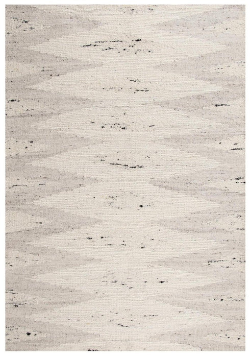 8' X 10' Ivory And Light Gray Wool Geometric Hand Woven Area Rug
