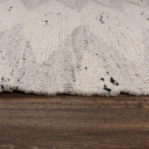 8' X 10' Ivory And Light Gray Wool Geometric Hand Woven Area Rug