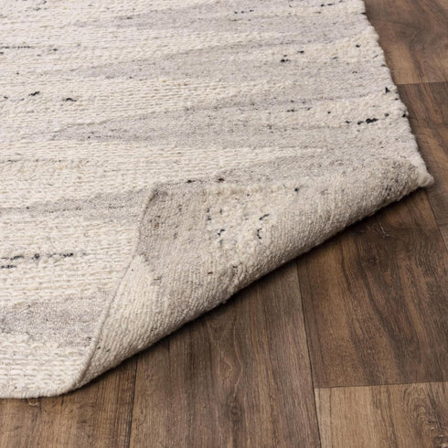 8' X 10' Ivory And Light Gray Wool Geometric Hand Woven Area Rug