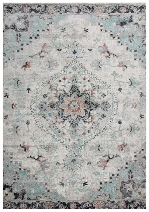 8' X 10' Blue Charcoal And Ivory Abstract Area Rug