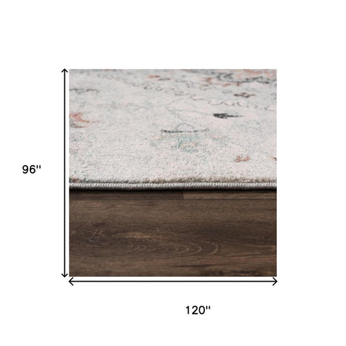 8' X 10' Blue Charcoal And Ivory Abstract Area Rug