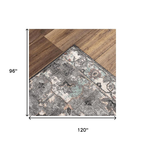 8' X 10' Charcoal And Gray Abstract Area Rug