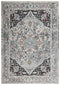 8' X 10' Gray Black Ivory And Light Blue Oriental Area Rug