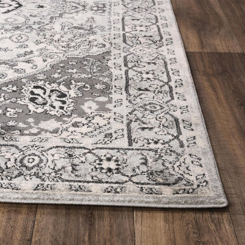 8' X 10' Light Gray And Gray Oriental Area Rug