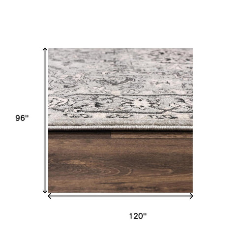 8' X 10' Light Gray And Gray Oriental Area Rug