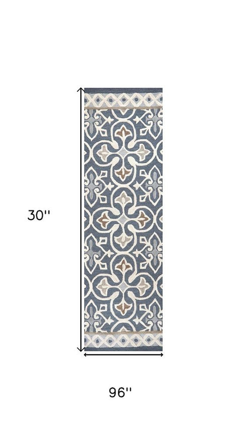 8' Gray Natural Taupe And Brown Wool Moroccan Hand Tufted Area Rug