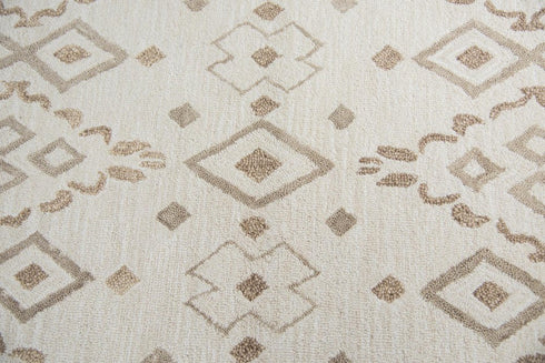 8' X 10' Natural Beige And Taupe Wool Geometric Hand Tufted Area Rug