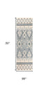 8' Natural Beige Gray And Dark Gray Wool Geometric Hand Tufted Area Rug