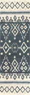 8' Gray Dark Blue And Blue Wool Geometric Hand Tufted Area Rug
