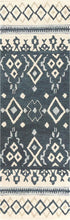 8' Gray Dark Blue And Blue Wool Geometric Hand Tufted Area Rug