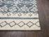 8' Gray Dark Blue And Blue Wool Geometric Hand Tufted Area Rug