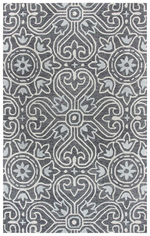 5' X 8' Gray Light Gray And Natural Wool Moroccan Hand Tufted Area Rug