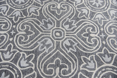 5' X 8' Gray Light Gray And Natural Wool Moroccan Hand Tufted Area Rug