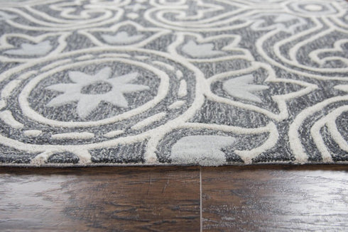 5' X 8' Gray Light Gray And Natural Wool Moroccan Hand Tufted Area Rug