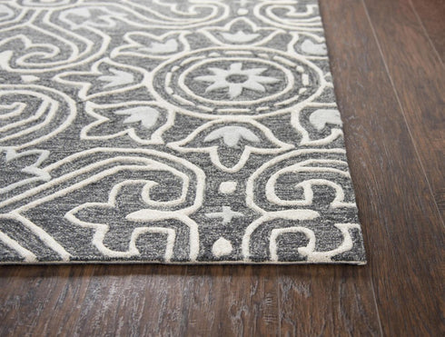 8' X 10' Gray Light Gray And Natural Wool Moroccan Hand Tufted Area Rug