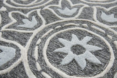 8' X 10' Gray Light Gray And Natural Wool Moroccan Hand Tufted Area Rug