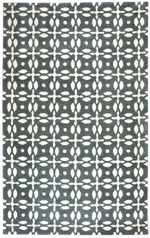 8' Gray And Beige Wool Geometric Hand Tufted Area Rug