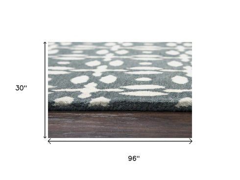 8' Gray And Beige Wool Geometric Hand Tufted Area Rug