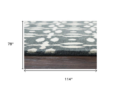 7' X 10' Gray And Beige Wool Geometric Hand Tufted Area Rug