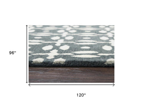 8' X 10' Gray And Beige Wool Geometric Hand Tufted Area Rug