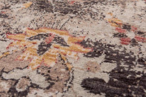 5' X 8' Brown Beige And Apricot New Zealand Lambs Wool Oriental Hand Carved Handmade Area Rug