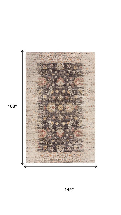 9' X 12' Brown Beige And Apricot New Zealand Lambs Wool Oriental Hand Carved Handmade Area Rug